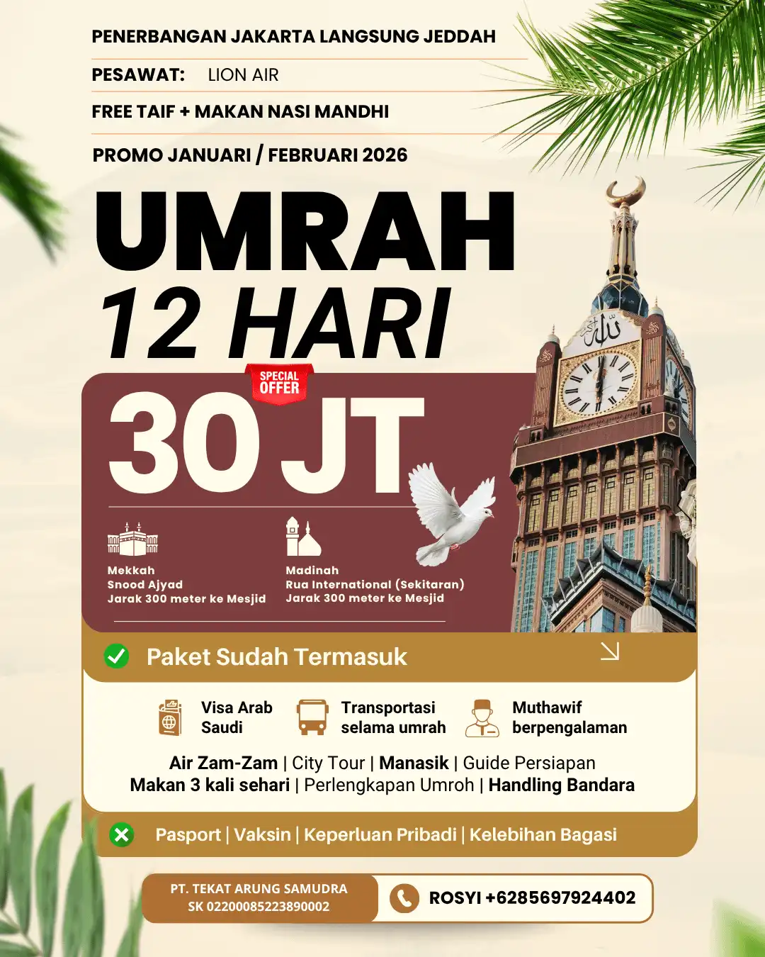 UMROH NYAMAN 2026 12 HARI